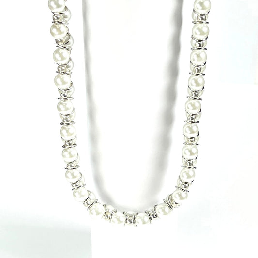 Porcelain White Glass Pearl Necklace