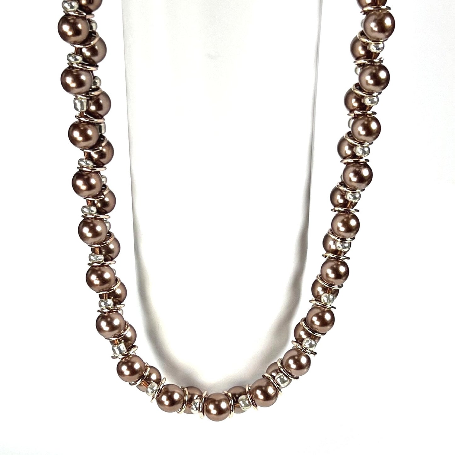 Cafe Mocha Glass Pearl Necklace