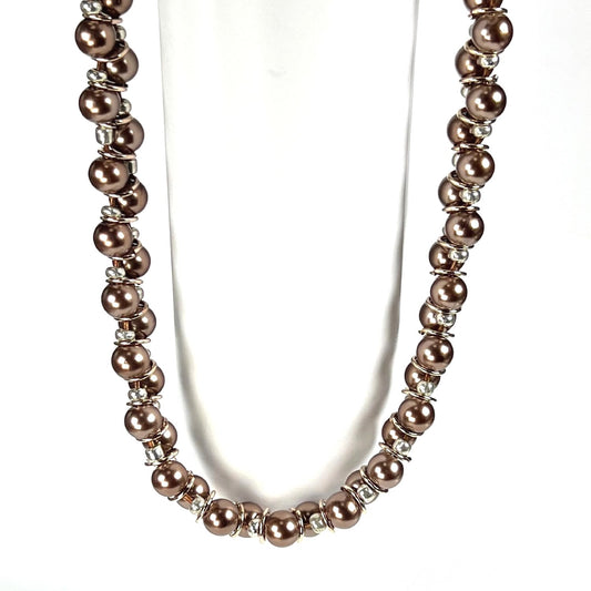 Cafe Mocha Glass Pearl Necklace