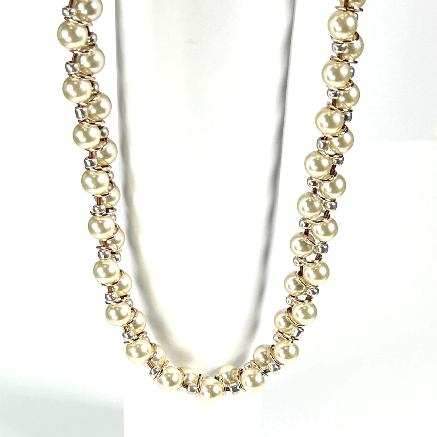 Off-White Glass Pearl Necklace