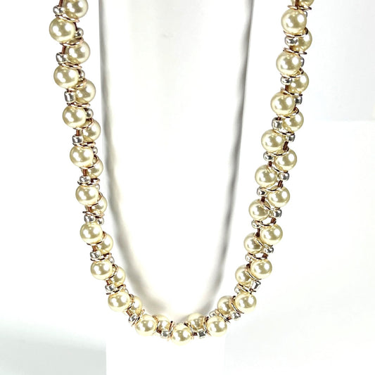 Off-White Glass Pearl Necklace