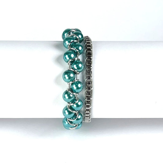 Turquoise Glass Pearl | Windsor Box Chain