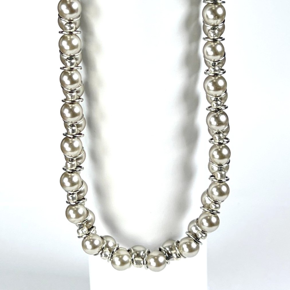 Titanium Glass Pearl Necklace