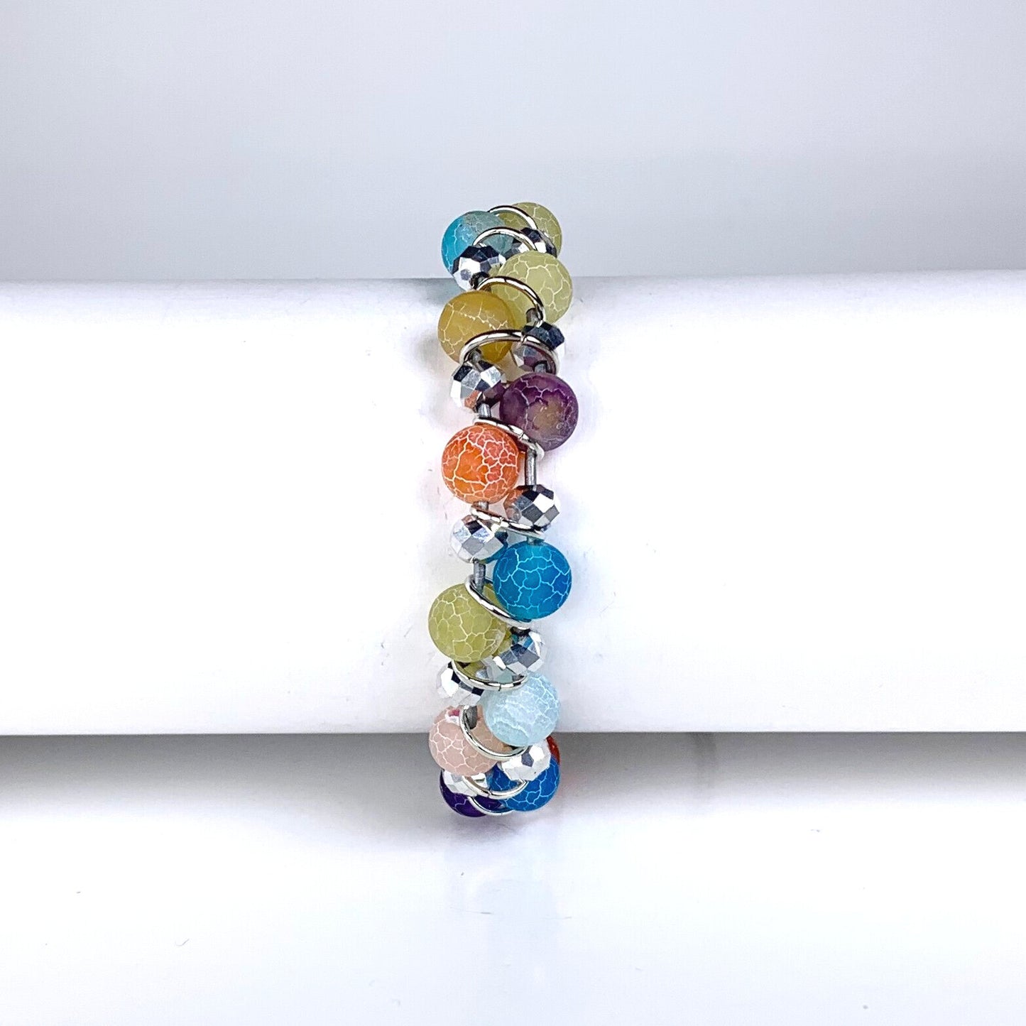 bracelet, stackable, semi-precious bracelet, leather wrap bracelet, multi-color bracelet, crystal bracelet, gemstone bracelet