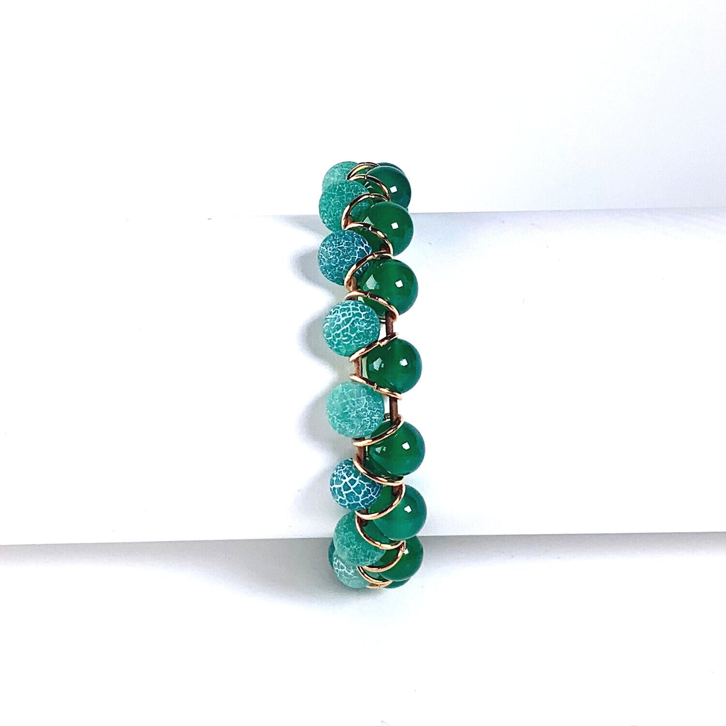 green stone bracelet, green bracelet, agate bracelet, willamy, willamy collection, beaded bracelet, wrap bracelet, leather bracelet, leather wrap bracelet, gemstone bracelet