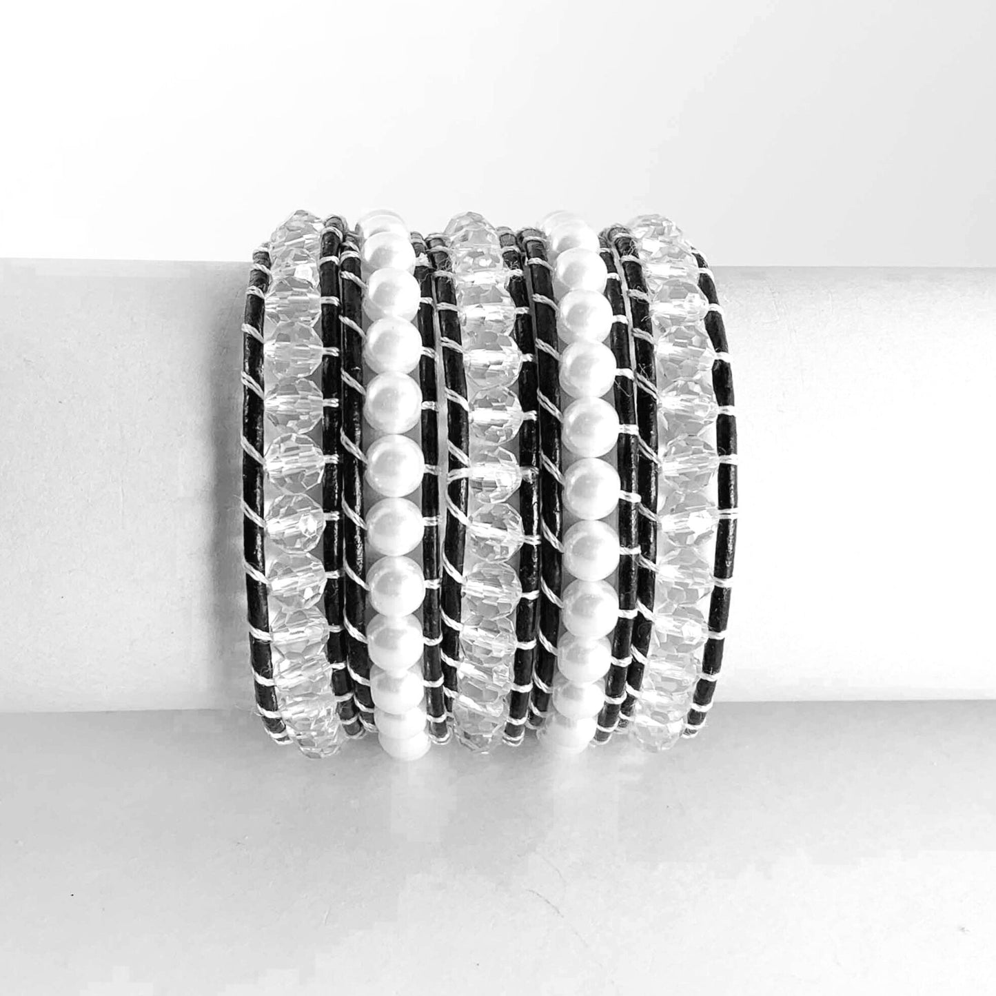 Crystal Pearl Leather Wrap by Willamy Collection