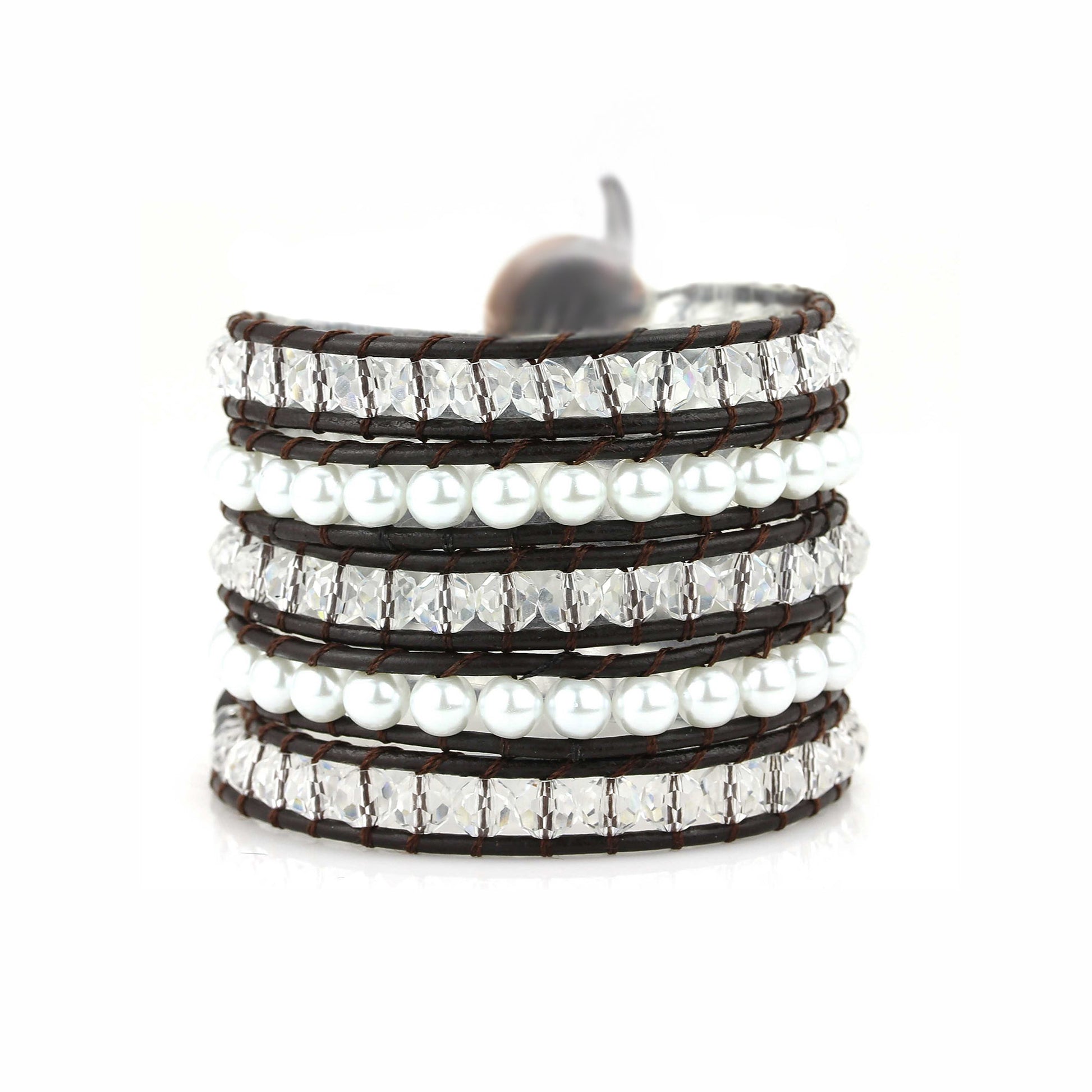 Crystal Pearl Leather Wrap by Willamy Collection