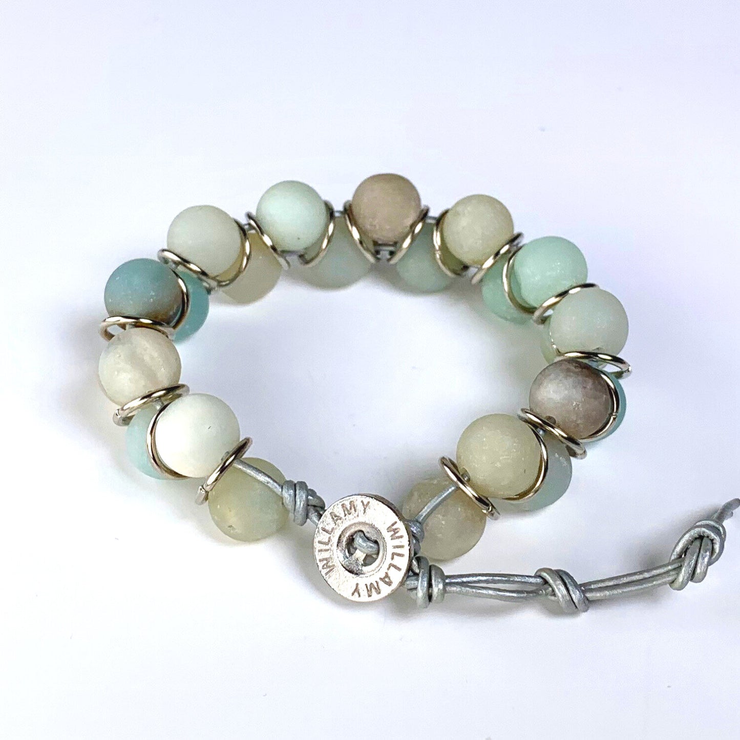 amazonite bracelet, amazonite stone bracelet, willamy, willamy collection, beaded bracelet, wrap bracelet, leather bracelet, leather wrap bracelet, gemstone bracelet