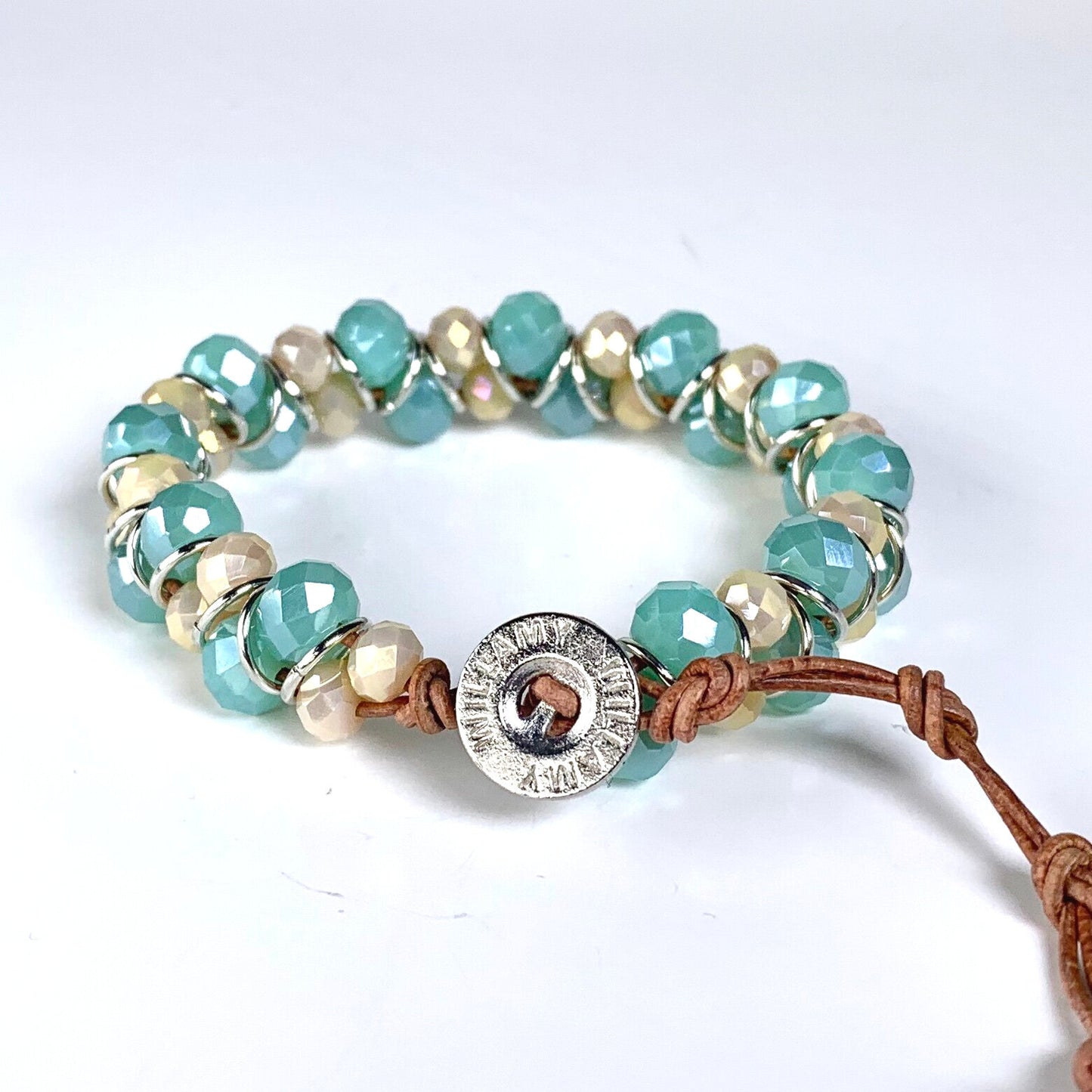 bracelet, stackable, semi-precious bracelet, leather wrap bracelet, multi-color bracelet, crystal bracelet, gemstone bracelet