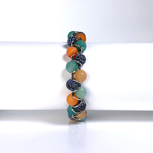 green stone bracelet, orange stone bracelet, blue stone racelet, willamy, willamy collection, beaded bracelet, wrap bracelet, leather bracelet, leather wrap bracelet, gemstone bracelet
