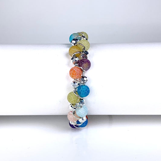 bracelet, stackable, semi-precious bracelet, leather wrap bracelet, multi-color bracelet, crystal bracelet, gemstone bracelet